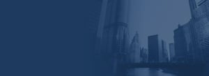Chicago riverfront skyline with navy color overlay