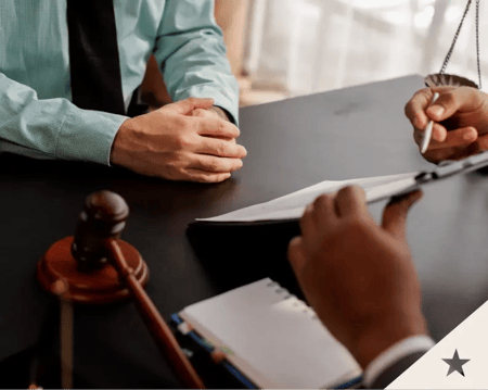Lawyer discussing options with client Lawyer discussing options with client