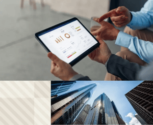 Collage of chicago and business tablet report