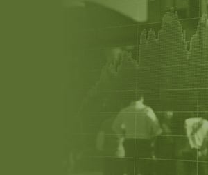 Stock graph with people in the reflection